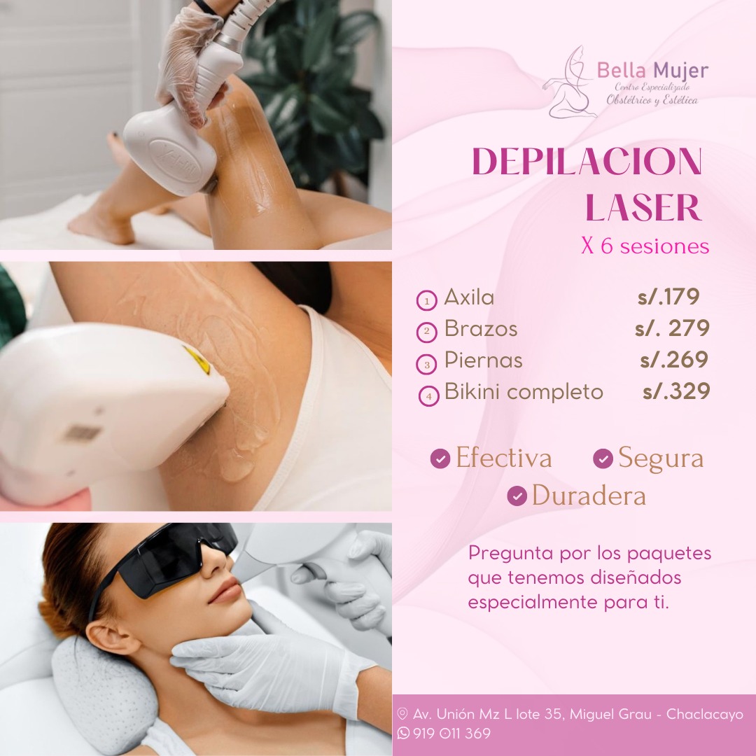 Depilación láser, 6 sesiones — precios por zona