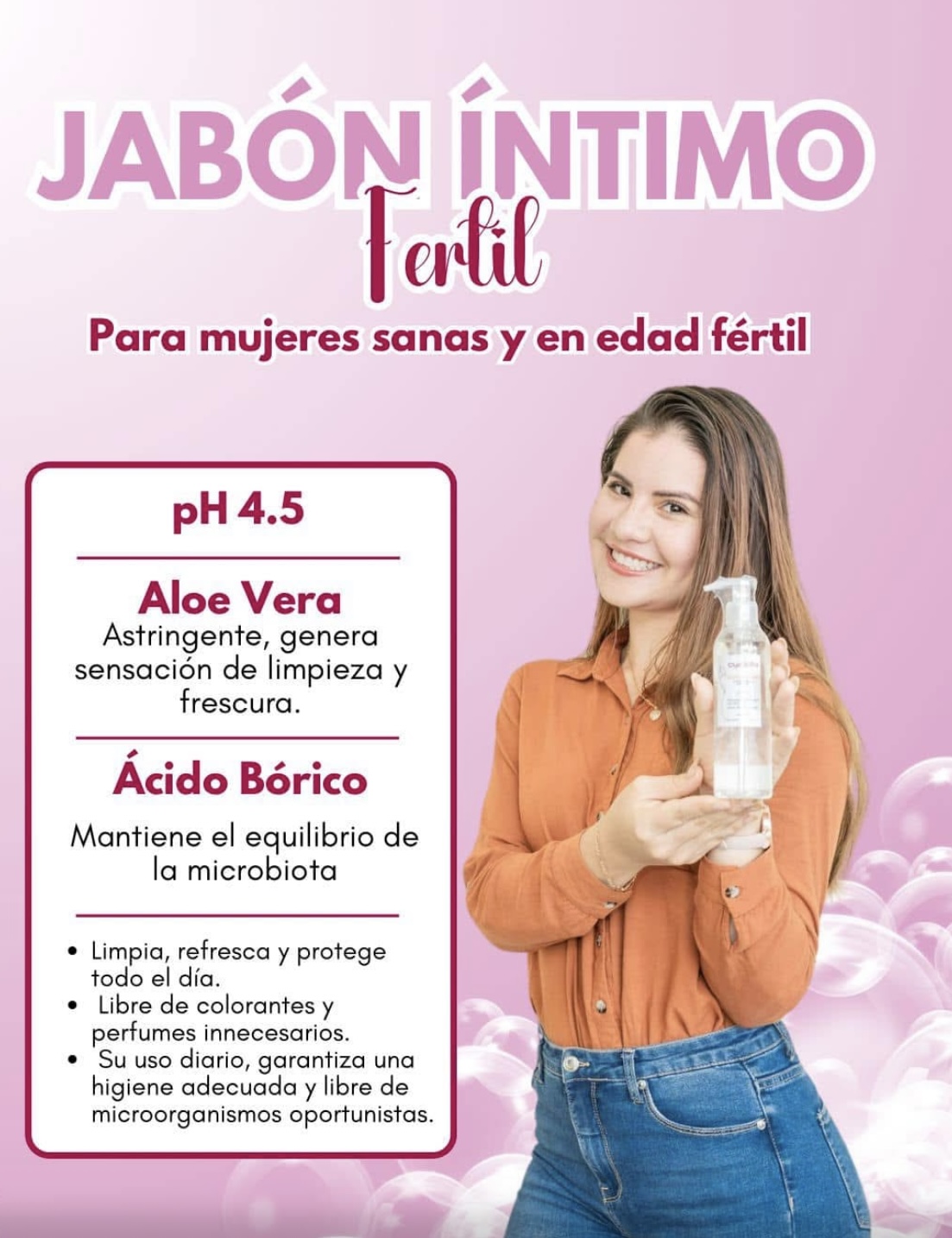 Jabón íntimo fértil pH 4.5 para mujeres en edad fértil