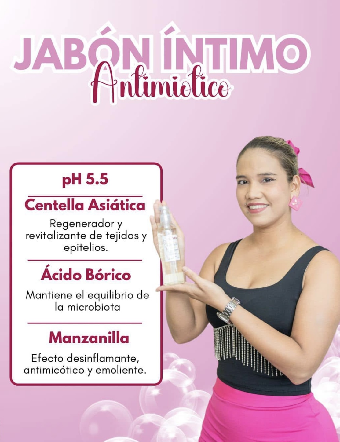 Jabón íntimo antimicótico pH 5.5 con centella asiática y manzanilla