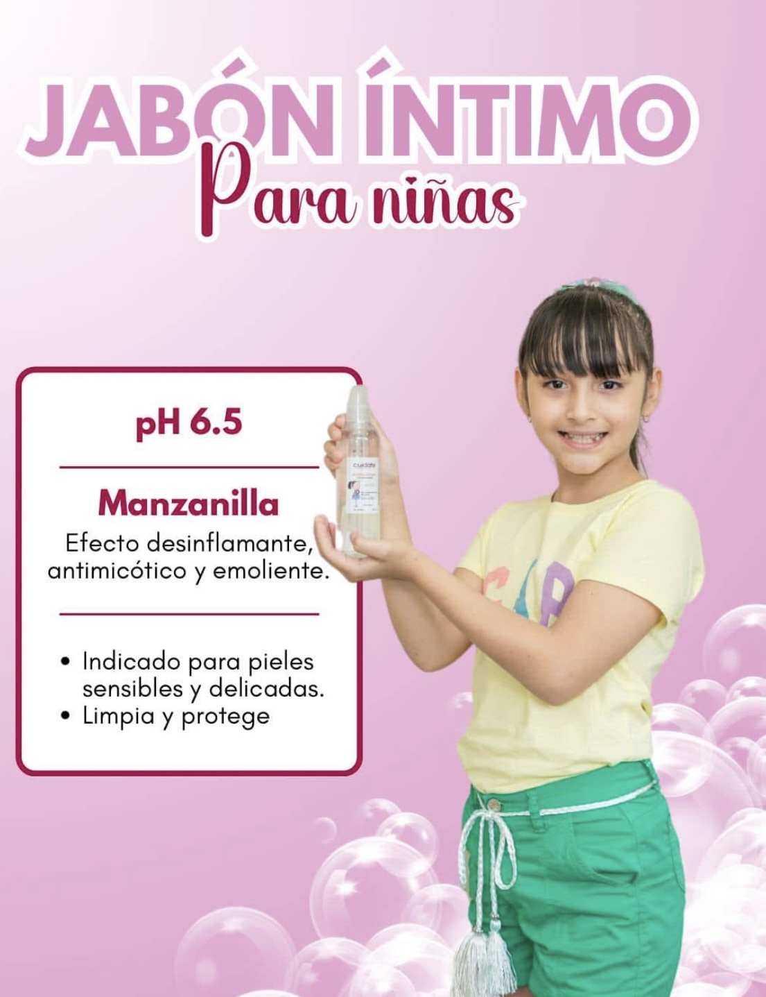 Jabón íntimo para niñas pH 6.5 con manzanilla