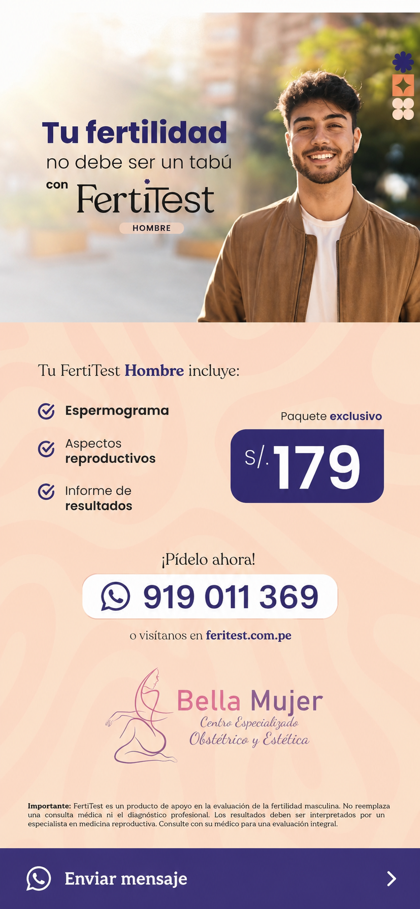 FertiTest Hombre, evaluación de fertilidad masculina — S/ 179